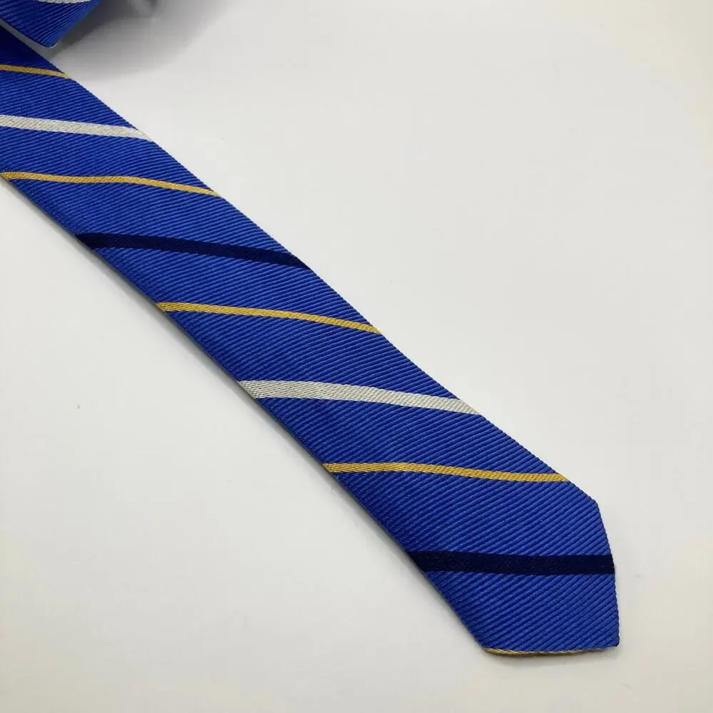 Lauren Ralph Lauren 100% Silk Blue Striped Repp Tie Regimental Preppy Gift